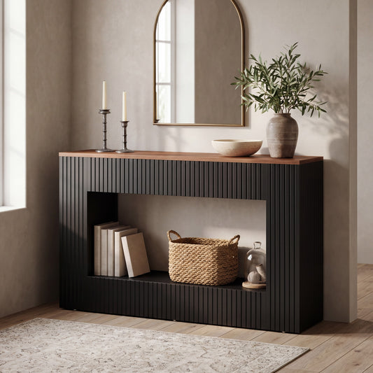Maison Verve Savelle 55-Inch Fluted Console Table with Storage