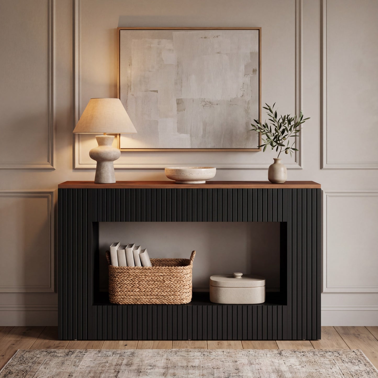 Maison Verve Savelle 55-Inch Fluted Console Table with Storage