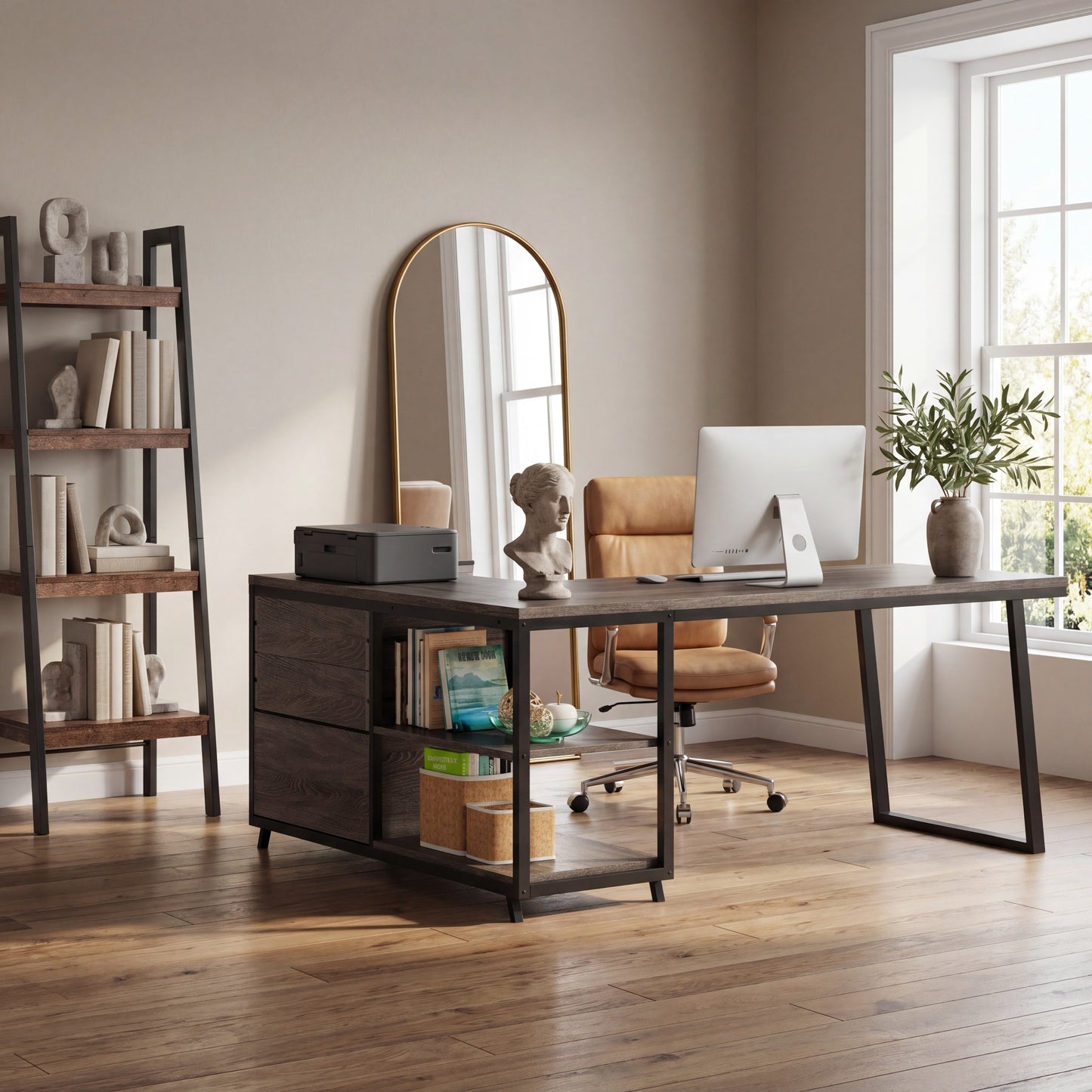 Maison Verve Ashton 53" L-Shaped Executive Desk with Storage Drawers
