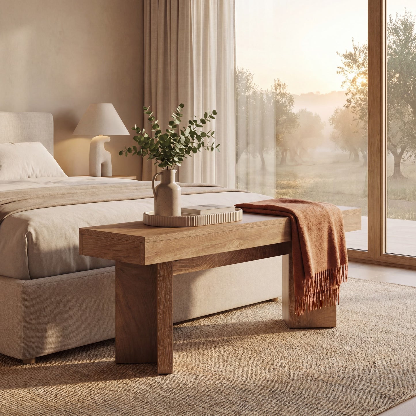 Maison Verve Armand Oak Console Bench