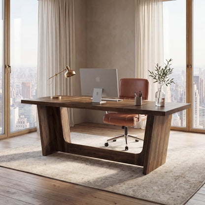 Maison Verve Harrington 71-Inch Executive Office Desk with Wooden Pedestal