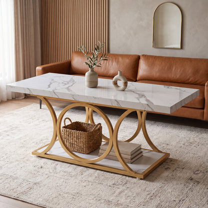 Maison Verve Marlow 46-Inch Marble-Top Coffee Table