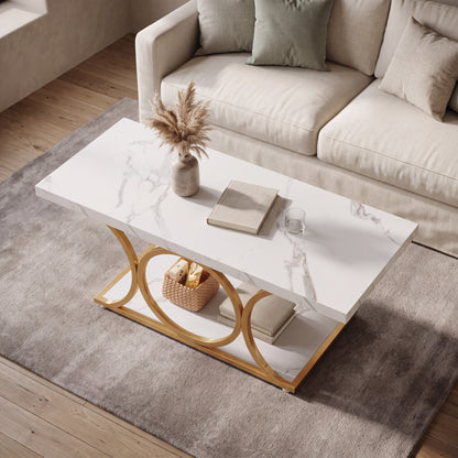 Maison Verve Marlow 46-Inch Marble-Top Coffee Table