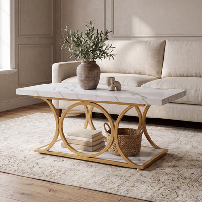 Maison Verve Marlow 46-Inch Marble-Top Coffee Table