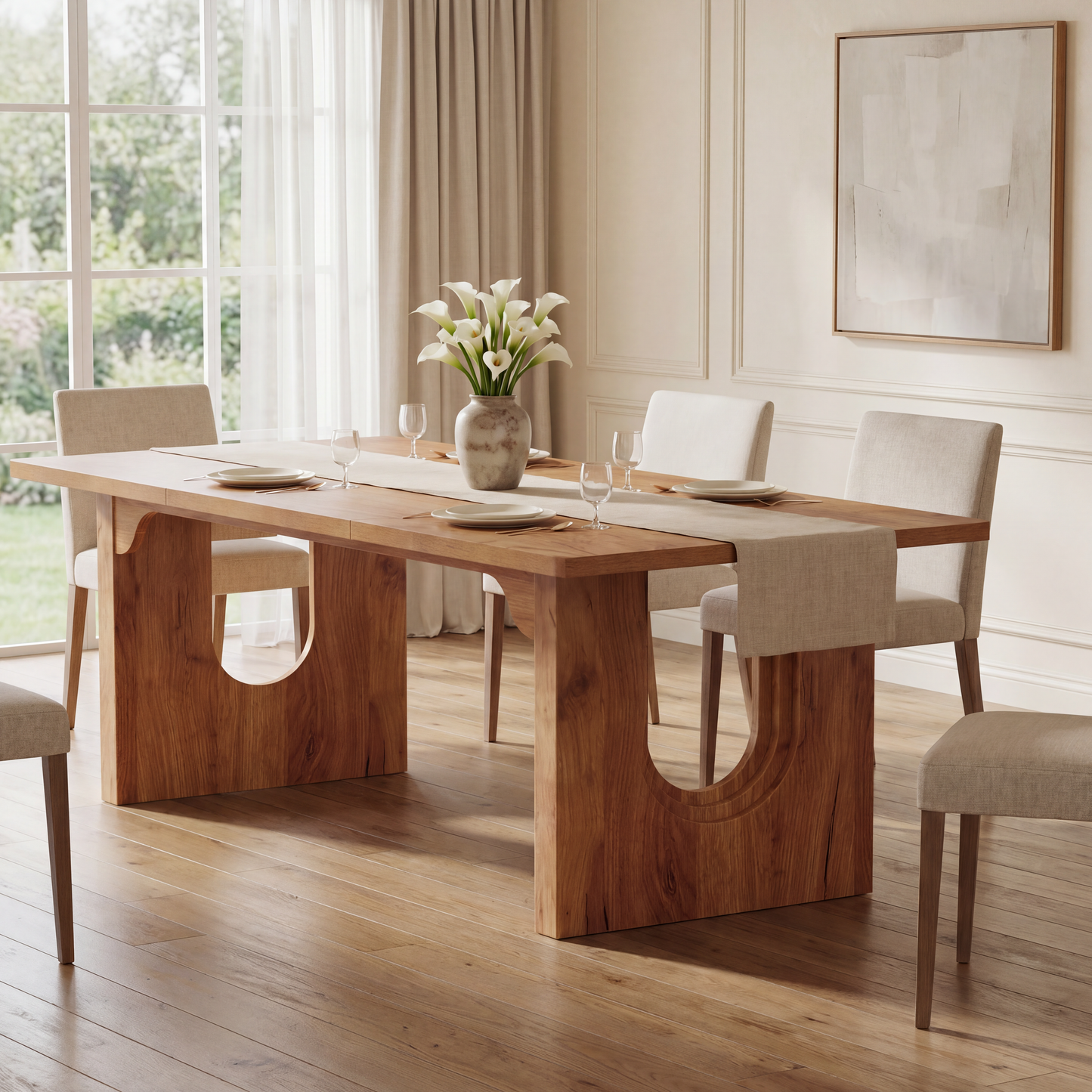 Maison Verve Aurelia 71-Inch Modern Pedestal Dining Table for 6