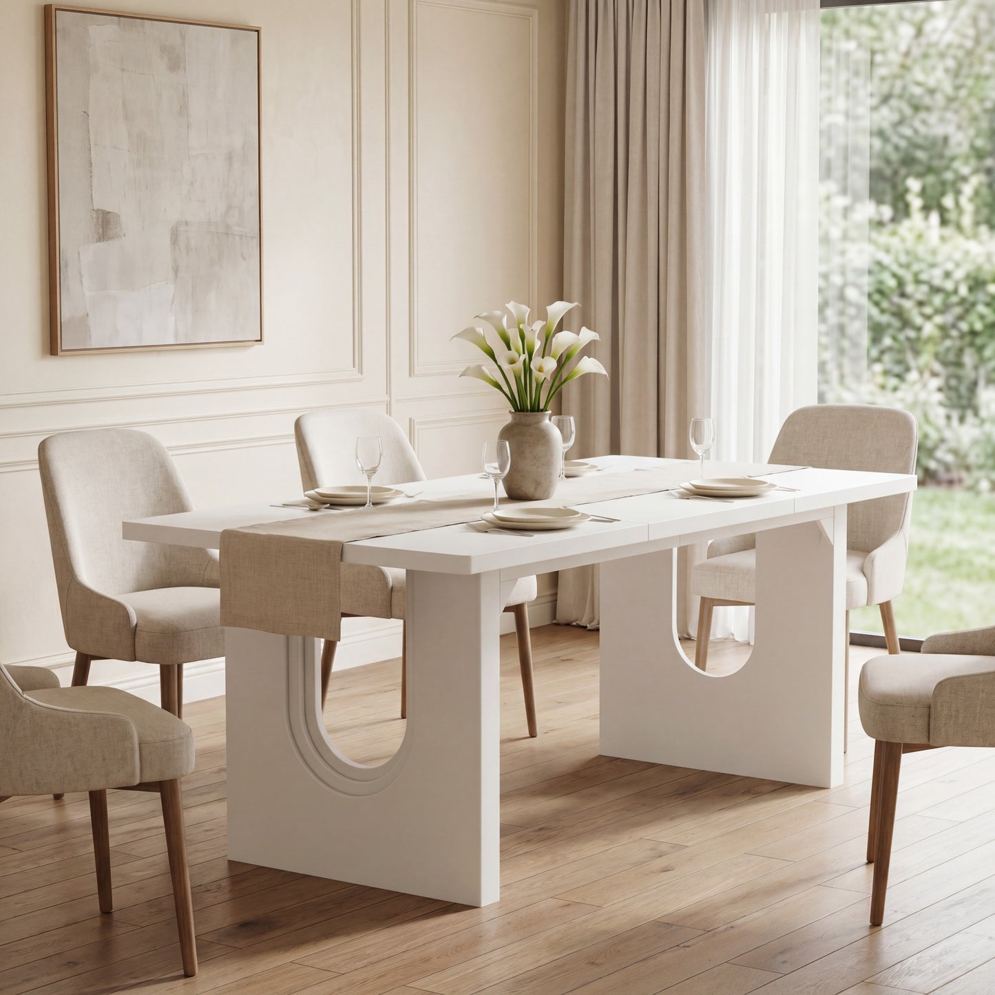 Maison Verve Aurelia 71-Inch Modern Pedestal Dining Table for 6