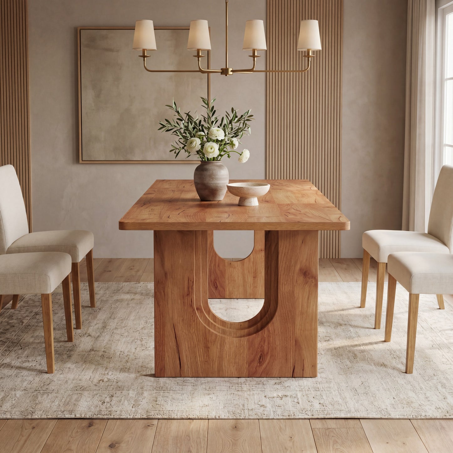 Maison Verve Aurelia 71-Inch Modern Pedestal Dining Table for 6