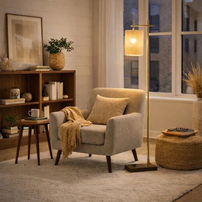 Maison Verve Margaux Floor Lamp, 59" - Metal Frame, Slim Profile