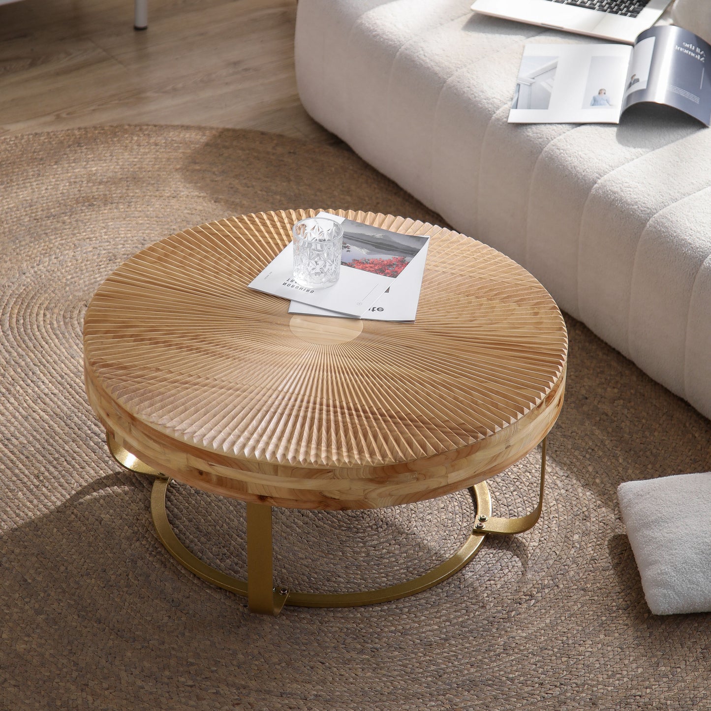Maison Verve Sénanque Round Coffee Table, 32" - Solid Pine