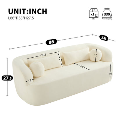 Maison Verve Aurelle Sofa, 86" - Chenille Upholstery, Spring Seat, 3-Seat