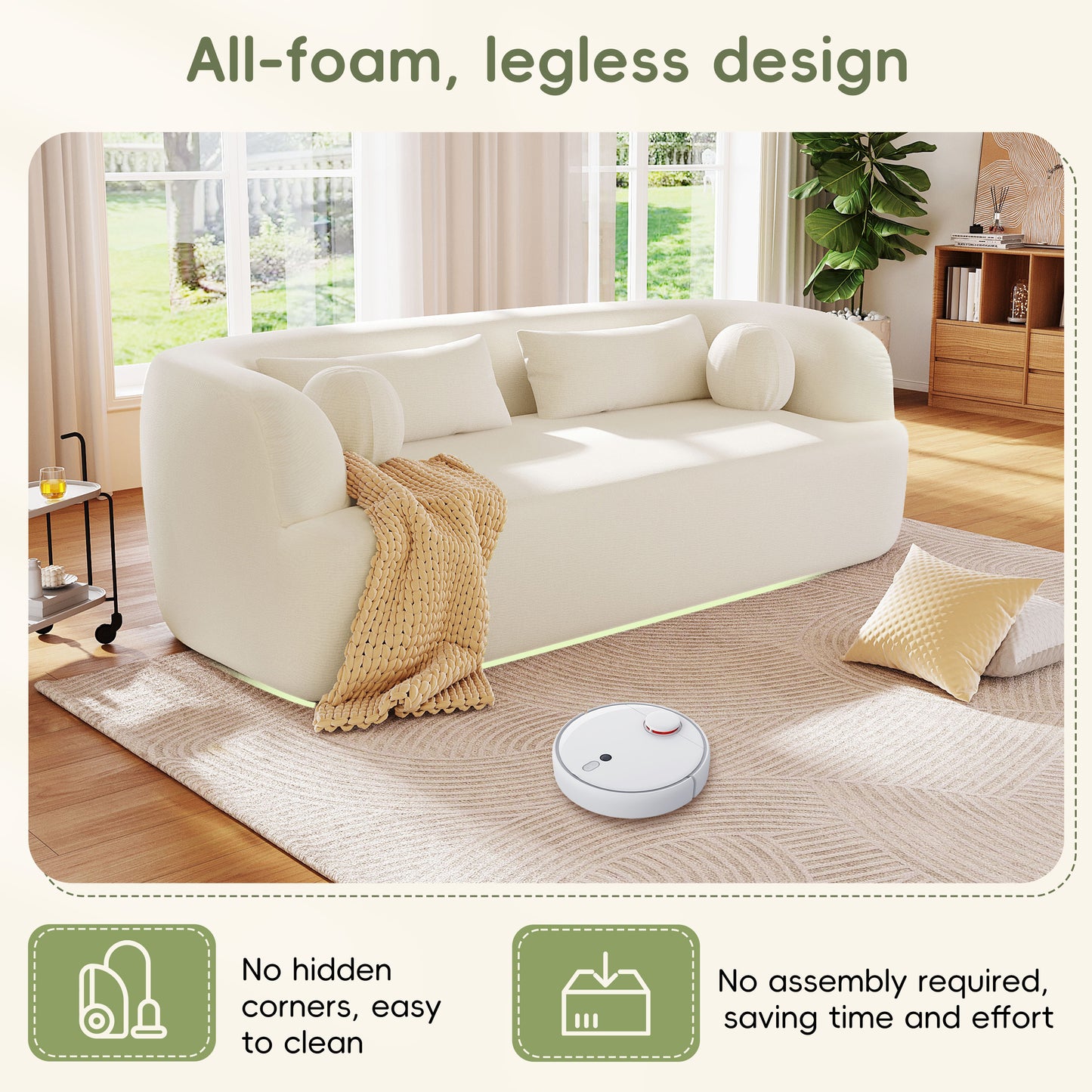 Maison Verve Aurelle Sofa, 86" - Chenille Upholstery, Spring Seat, 3-Seat