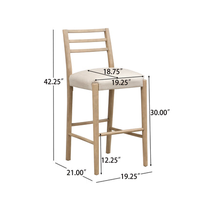 Maison Verve Menton Bar Stool (Set of 2), 42" - Wood Frame, Upholstered Seat