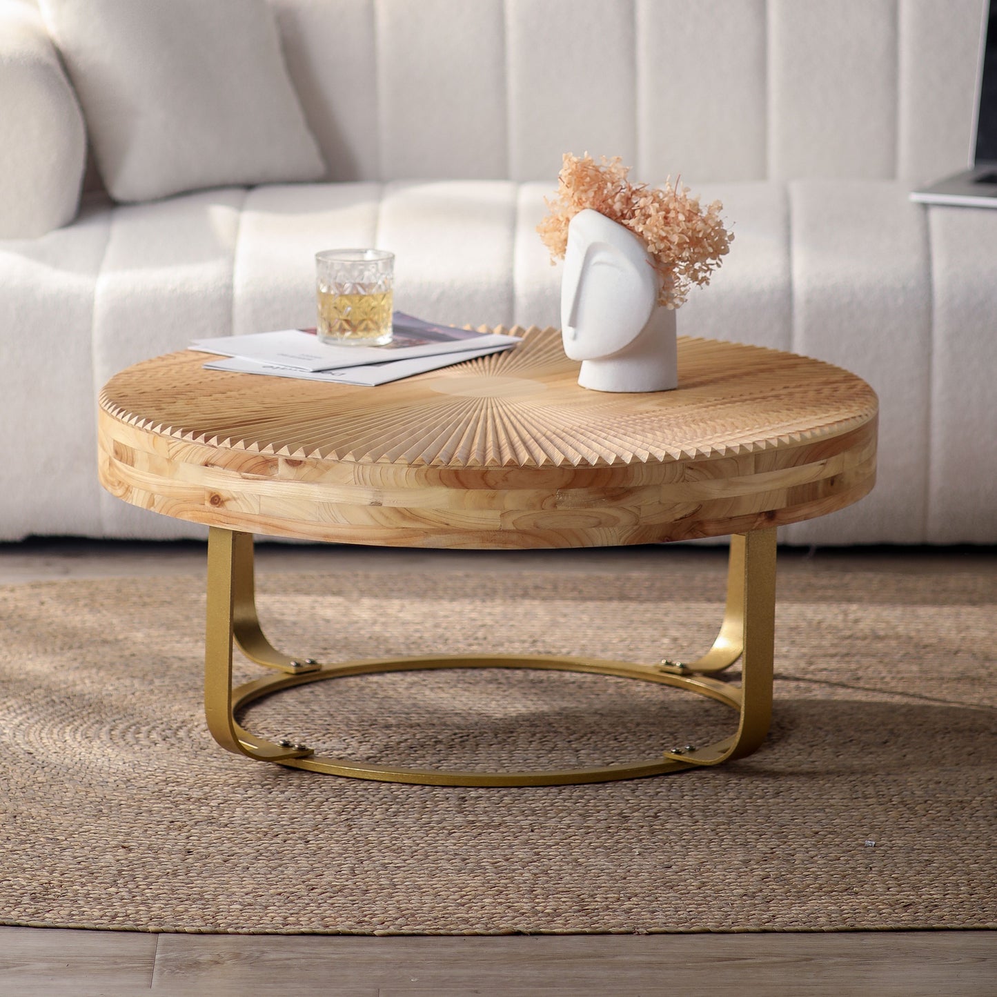 Maison Verve Sénanque Round Coffee Table, 32" - Solid Pine