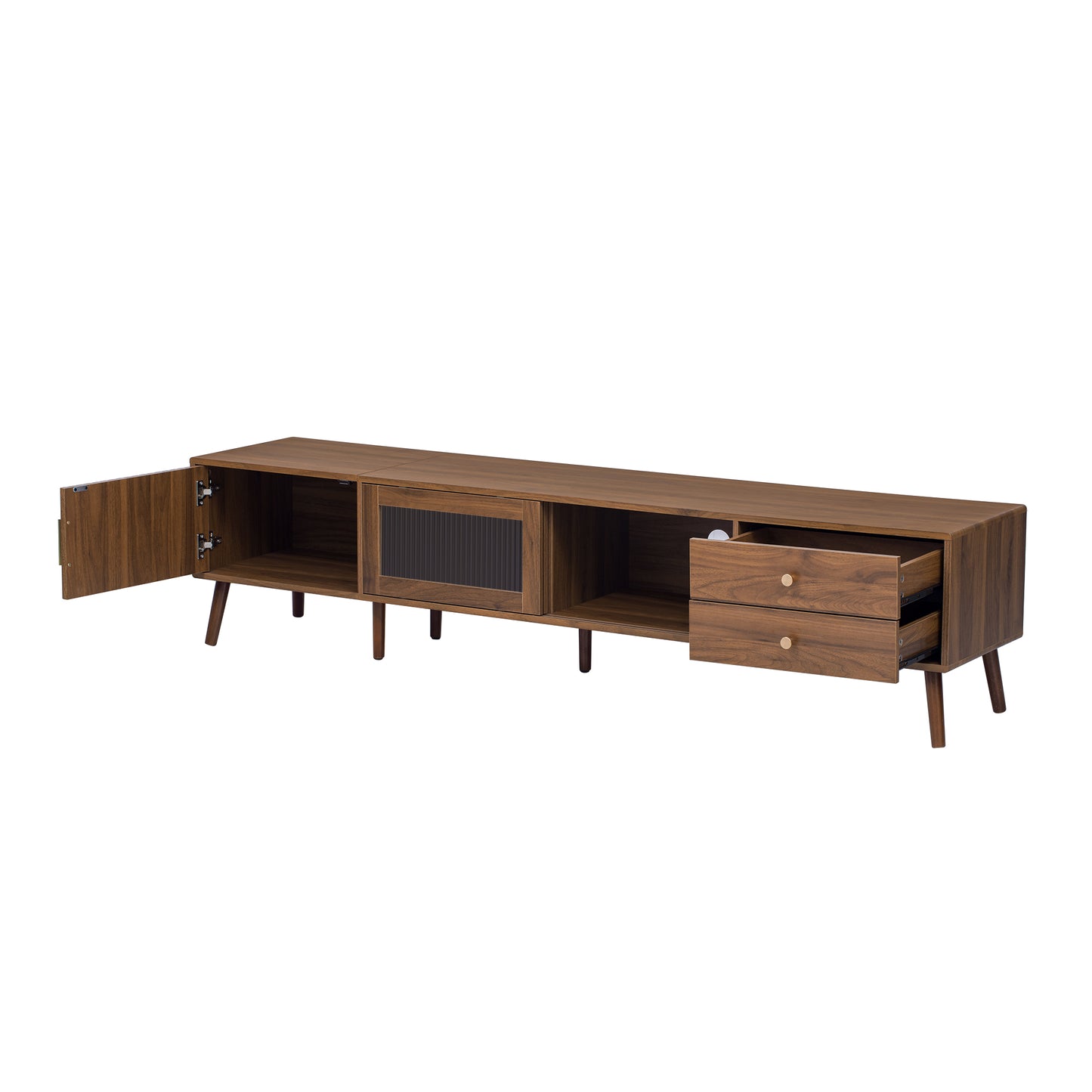 Maison Verve Verdon Media Console, 77" - Solid Wood & Tempered Glass
