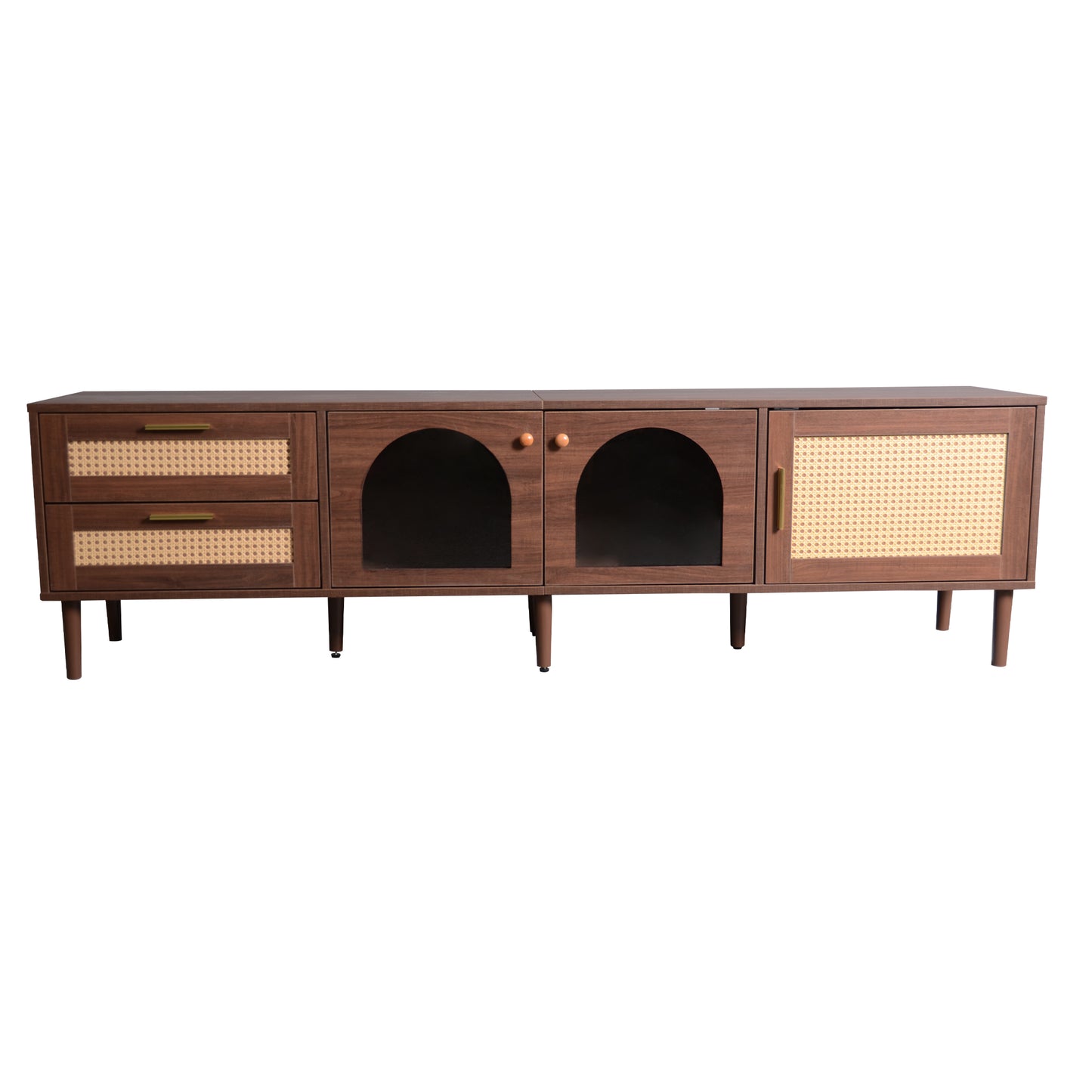 Maison Verve Brookhaven Media Console, 70" - Glass-Front Cabinet, TV Stand