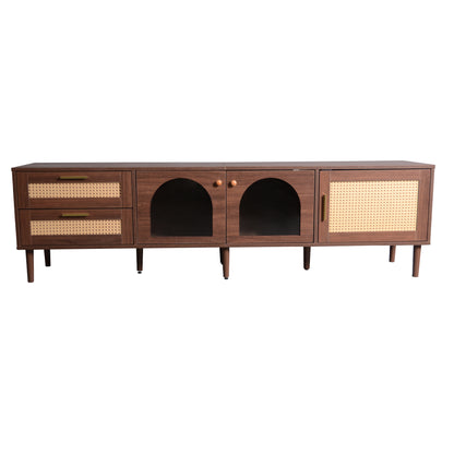 Maison Verve Brookhaven Media Console, 70" - Glass-Front Cabinet, TV Stand