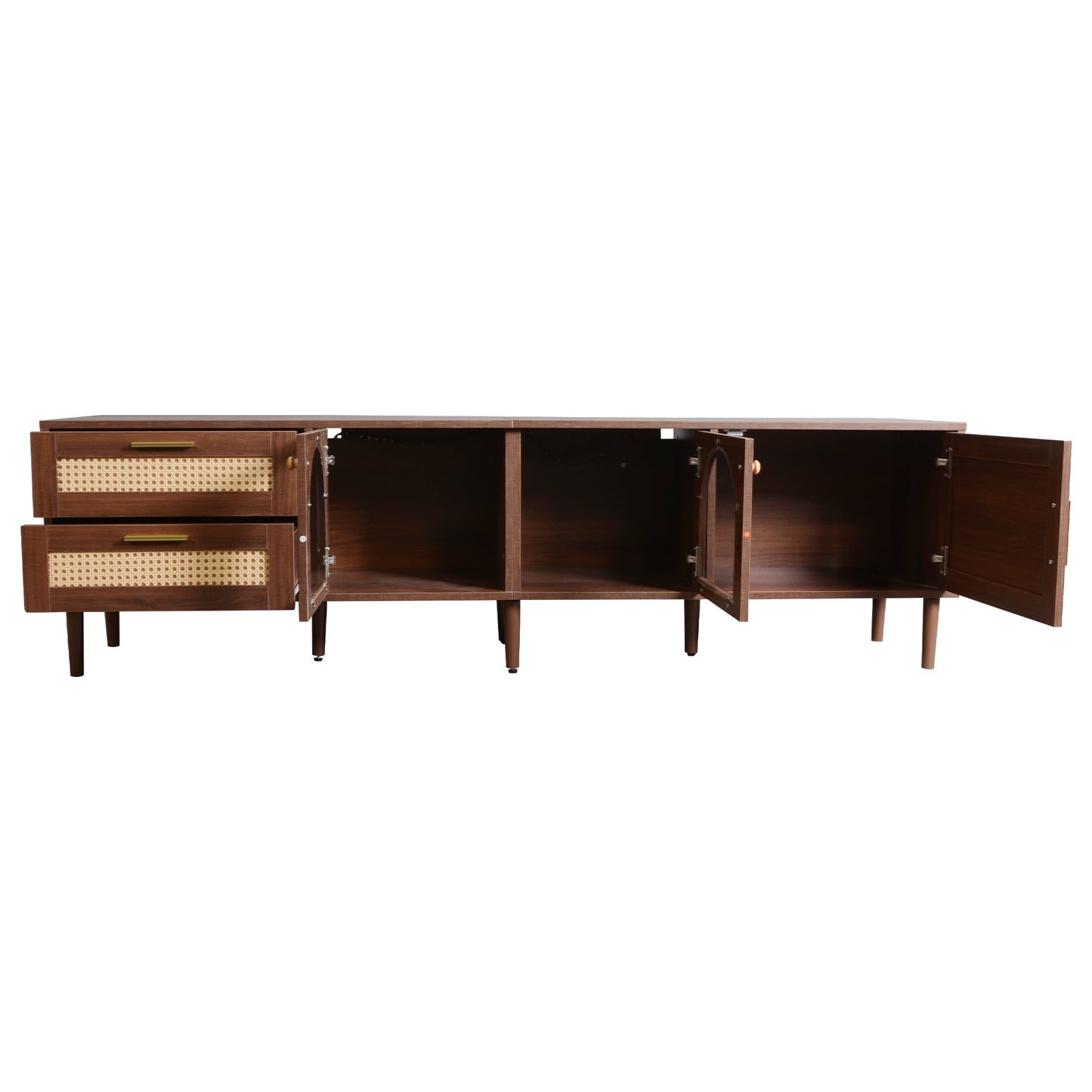 Maison Verve Brookhaven Media Console, 70" - Glass-Front Cabinet, TV Stand