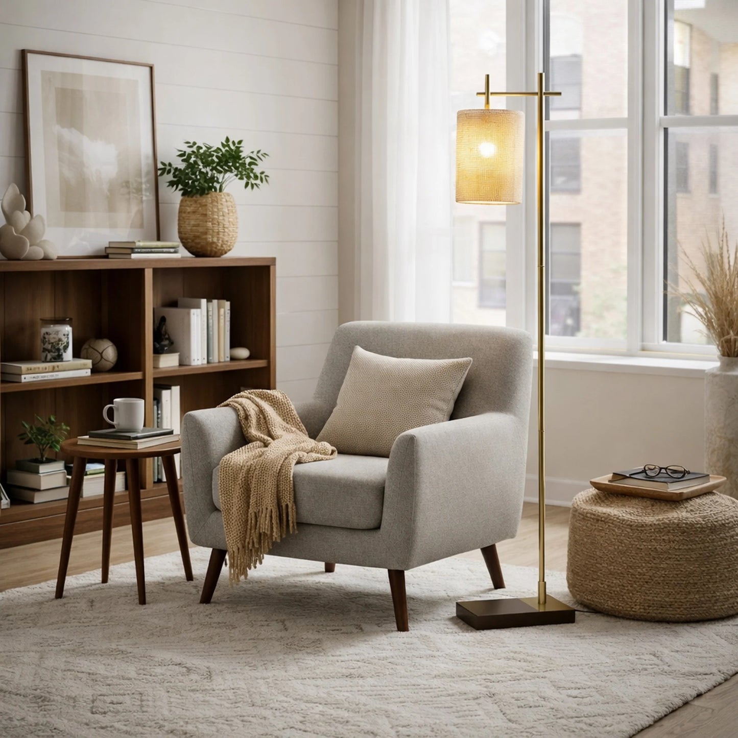 Maison Verve Margaux Floor Lamp, 59" - Metal Frame, Slim Profile
