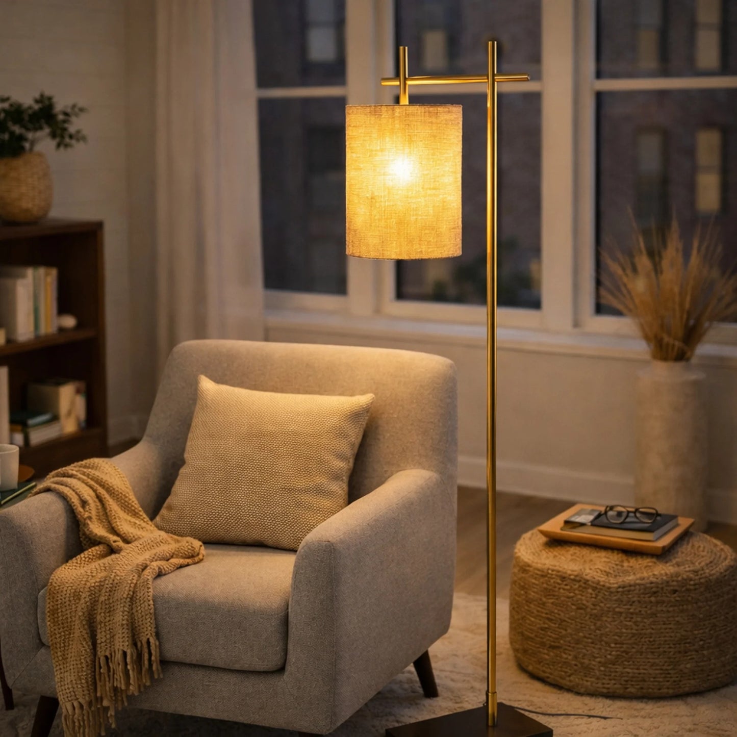 Maison Verve Margaux Floor Lamp, 59" - Metal Frame, Slim Profile
