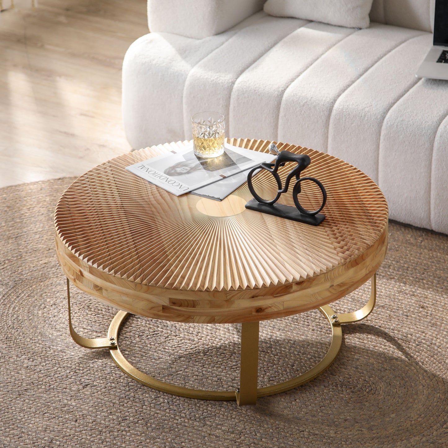 Maison Verve Sénanque Round Coffee Table, 32" - Solid Pine