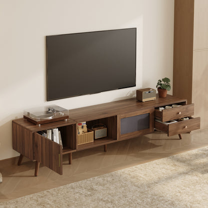 Maison Verve Verdon Media Console, 77" - Solid Wood & Tempered Glass