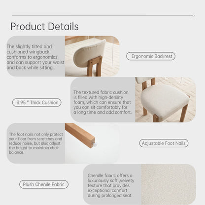 Maison Verve Aveline Dining Chair (Set of 2) - Upholstered, Rubberwood Frame