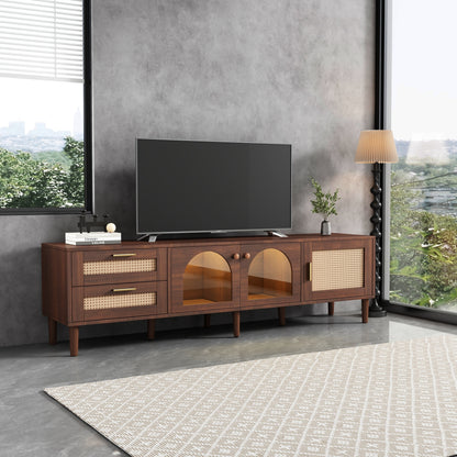Maison Verve Brookhaven Media Console, 70" - Glass-Front Cabinet, TV Stand