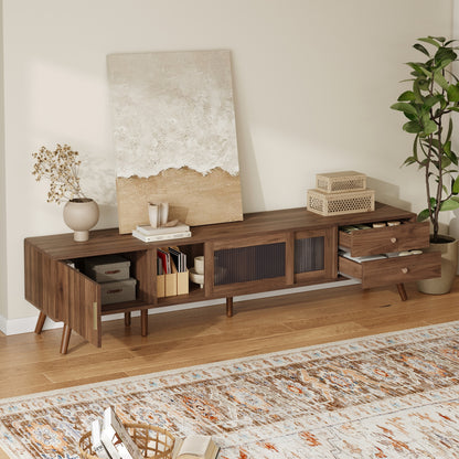 Maison Verve Verdon Media Console, 77" - Solid Wood & Tempered Glass