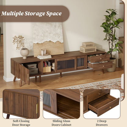 Maison Verve Verdon Media Console, 77" - Solid Wood & Tempered Glass