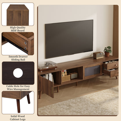 Maison Verve Verdon Media Console, 77" - Solid Wood & Tempered Glass
