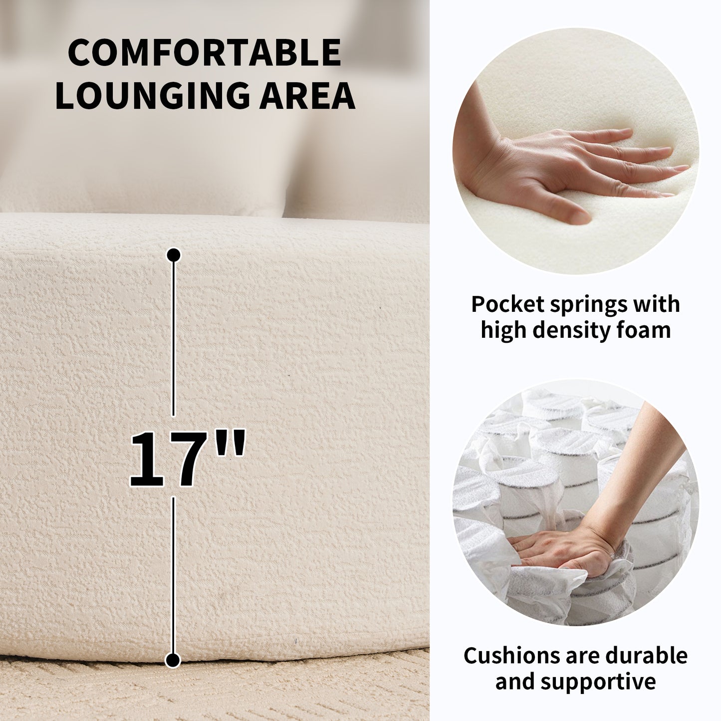Maison Verve Bastide 3-Seat Sofa, 110" - Plush Spring Seat, Upholstered