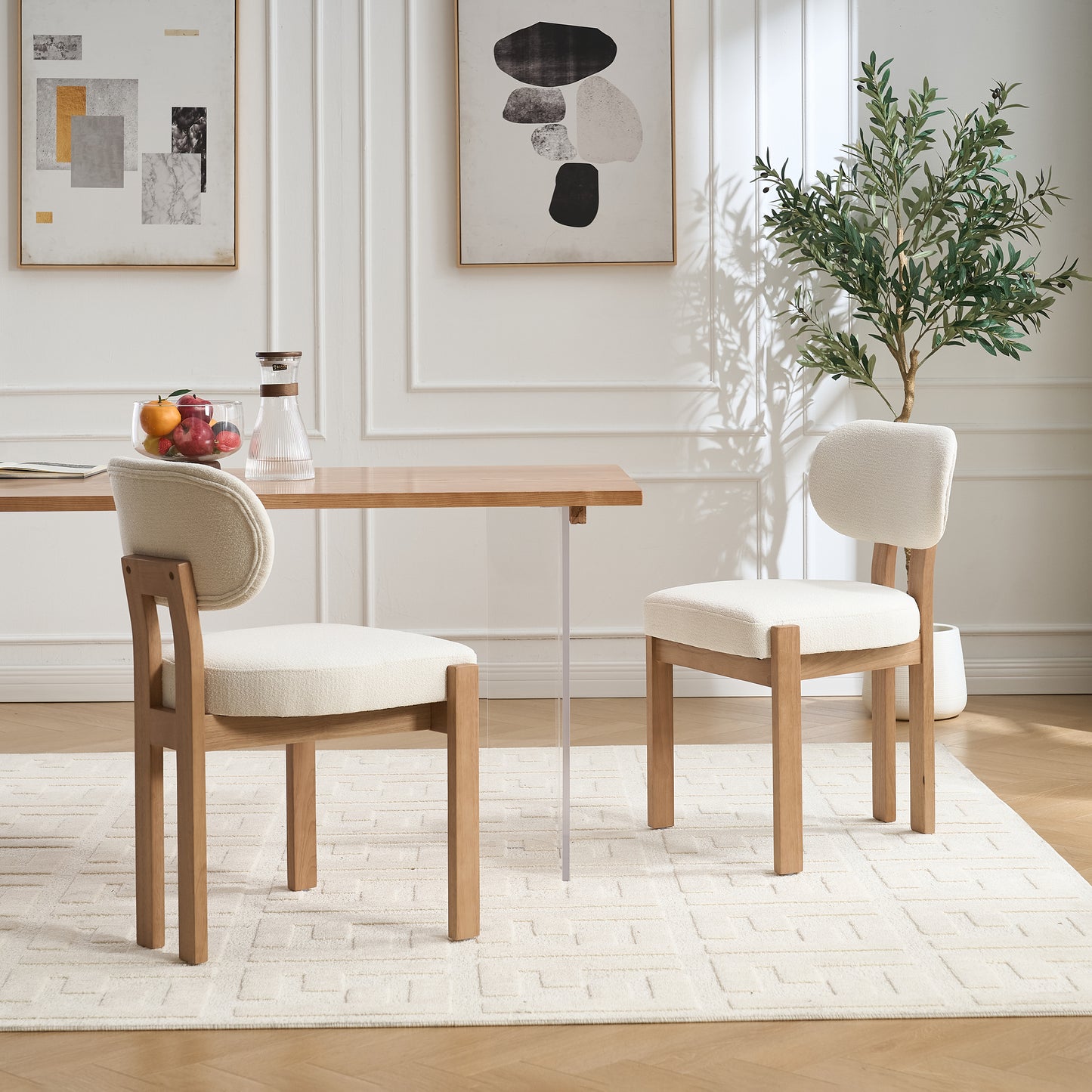 Maison Verve Aveline Dining Chair (Set of 2) - Upholstered, Rubberwood Frame