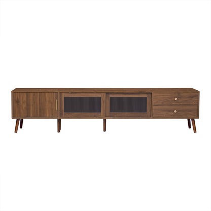 Maison Verve Verdon Media Console, 77" - Solid Wood & Tempered Glass