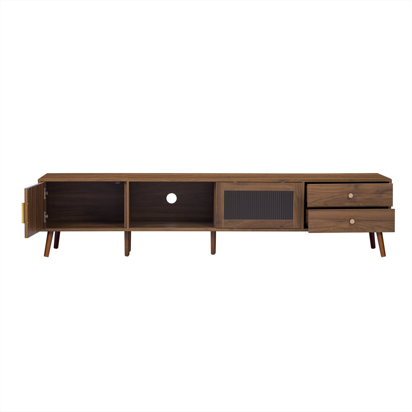 Maison Verve Verdon Media Console, 77" - Solid Wood & Tempered Glass