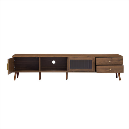 Maison Verve Verdon Media Console, 77" - Solid Wood & Tempered Glass