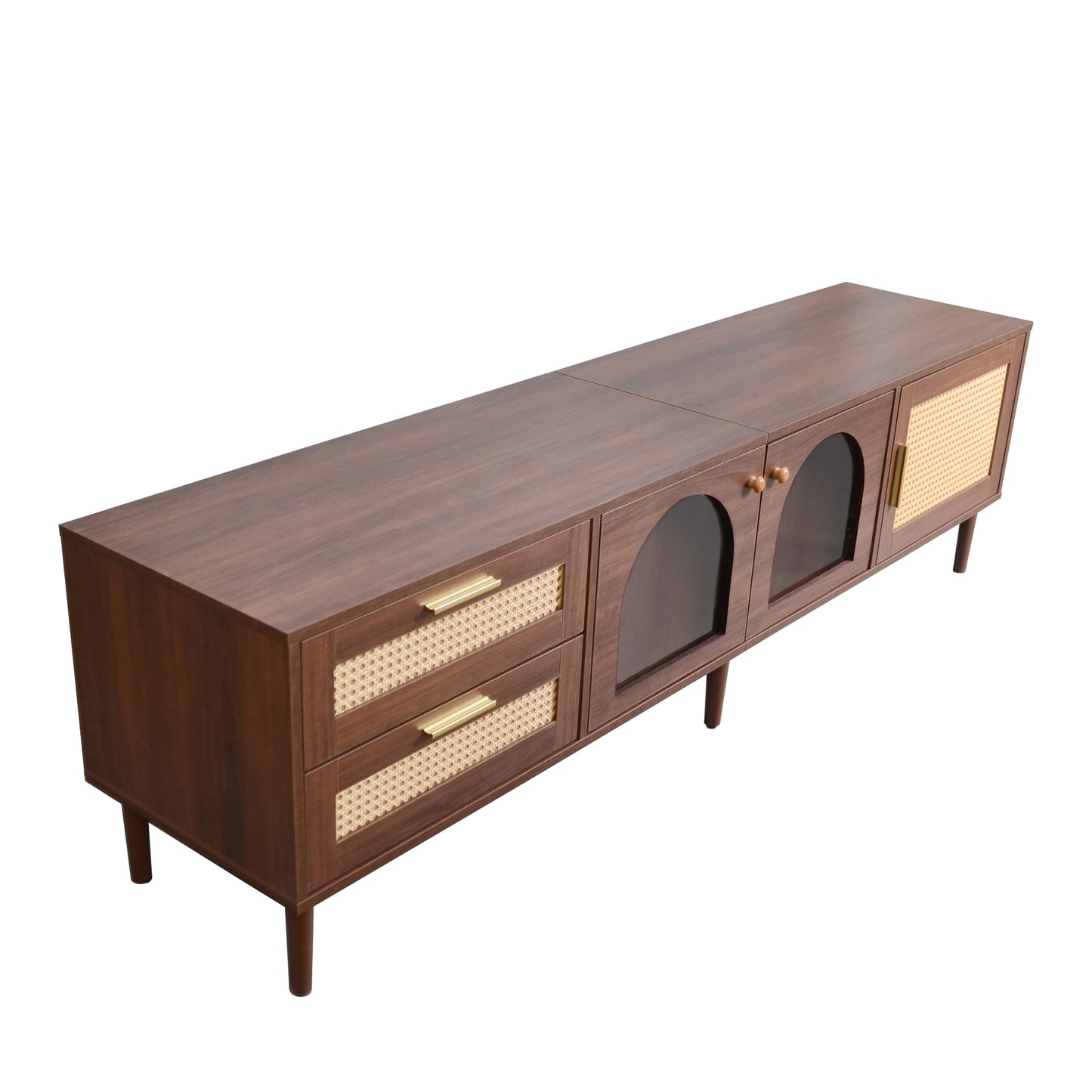 Maison Verve Brookhaven Media Console, 70" - Glass-Front Cabinet, TV Stand