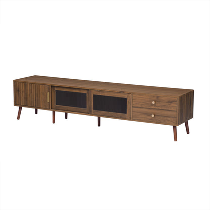 Maison Verve Verdon Media Console, 77" - Solid Wood & Tempered Glass
