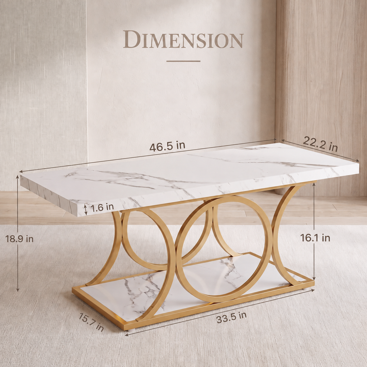 Maison Verve Marlow 46-Inch Marble-Top Coffee Table