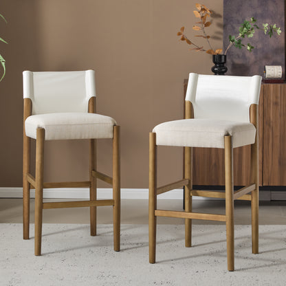 Maison Verve Lyon Counter Stool (Set of 2), 37" - Upholstered, Solid Wood Legs
