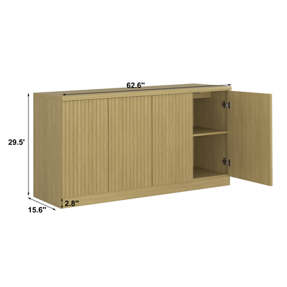 Maison Verve Cassis Slim Storage Console, 63" - Fluted Front Sideboard