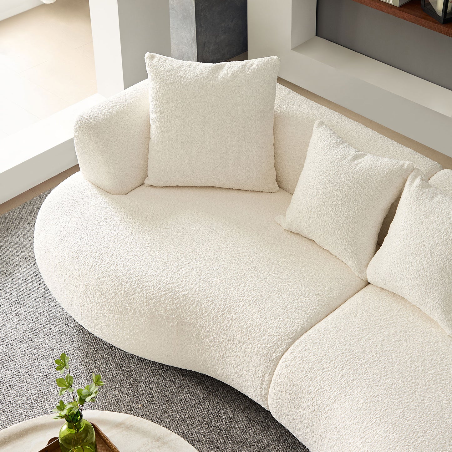 Maison Verve Lourmarin Bouclé Sofa, 102" - Ivory Performance Weave, 3-Seat
