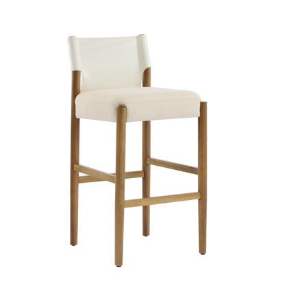 Maison Verve Lyon Counter Stool (Set of 2), 37" - Upholstered, Solid Wood Legs