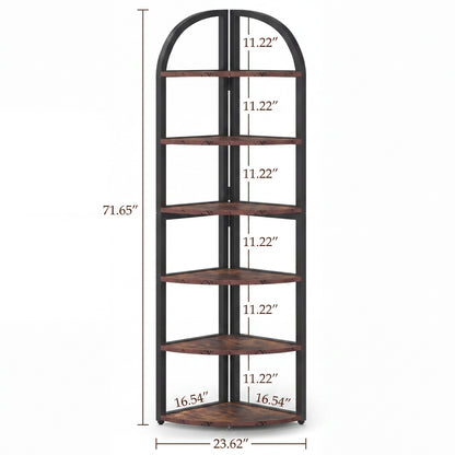 Maison Verve Alderwick 71-Inch 6-Tier Corner Bookshelf & Plant Stand