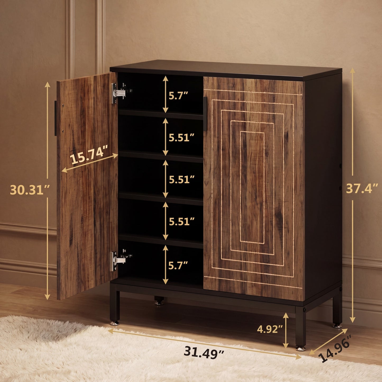 Maison Verve Bellgrave 5-Tier Entryway Shoe Cabinet