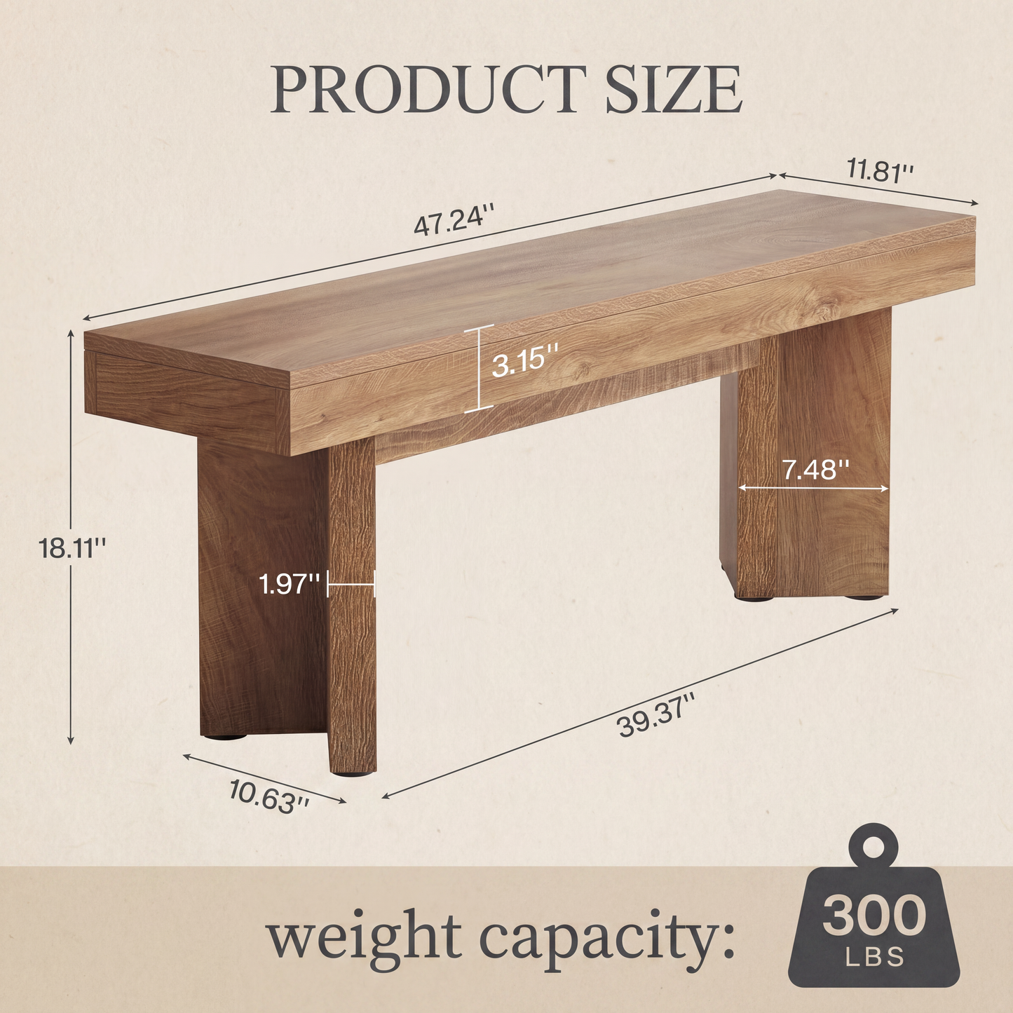 Maison Verve Armand Oak Console Bench