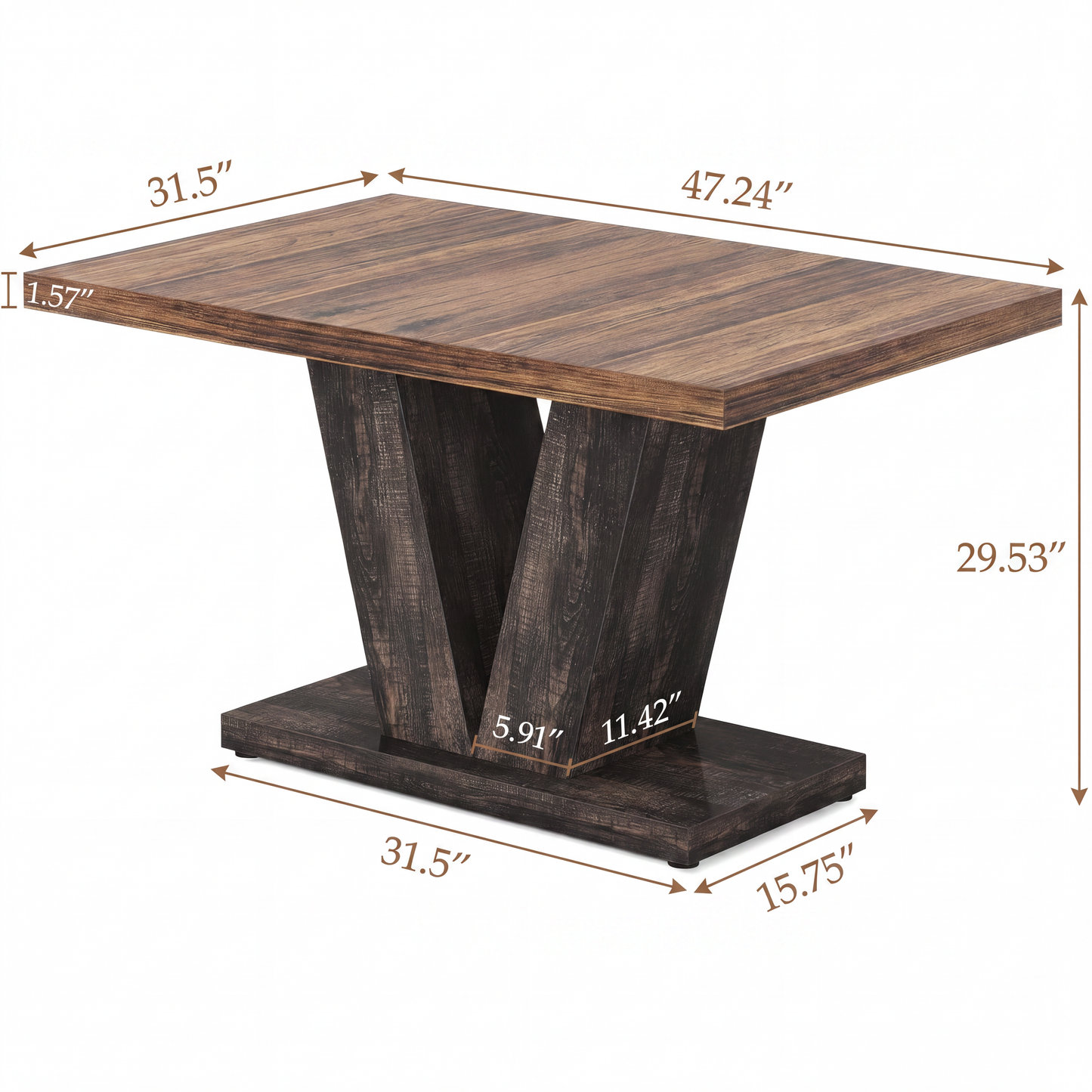 Maison Verve Arden 47-Inch Farmhouse Dining Table for 4