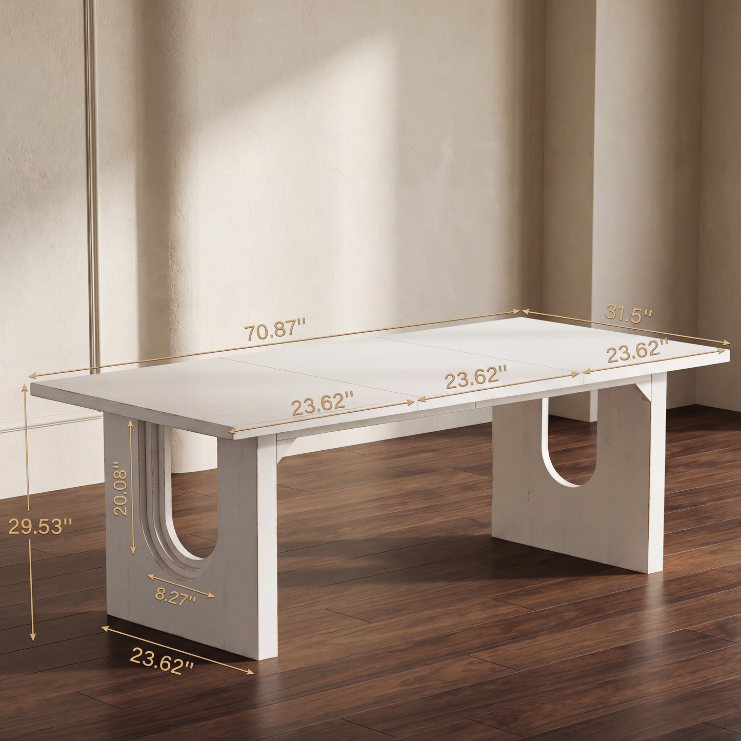 Maison Verve Aurelia 71-Inch Modern Pedestal Dining Table for 6