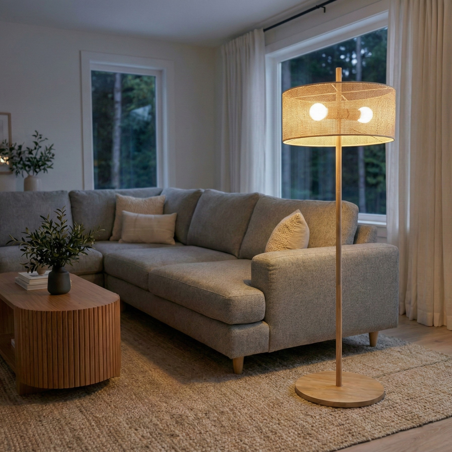 Maison Verve Colline Wooden Floor Lamp, 59" - Sculptural Base