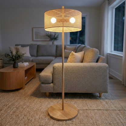 Maison Verve Colline Wooden Floor Lamp, 59" - Sculptural Base