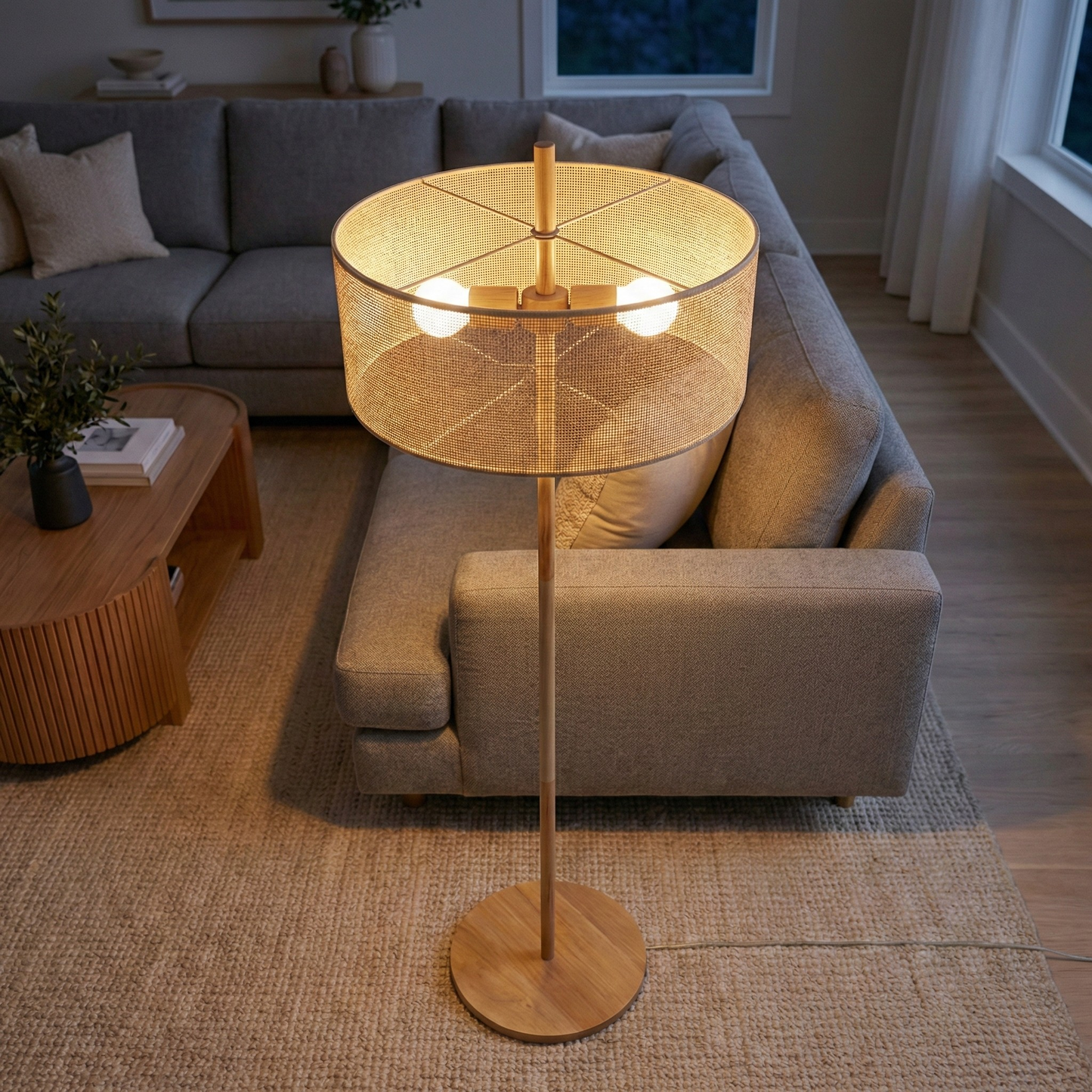 Maison Verve Colline Wooden Floor Lamp, 59" - Sculptural Base
